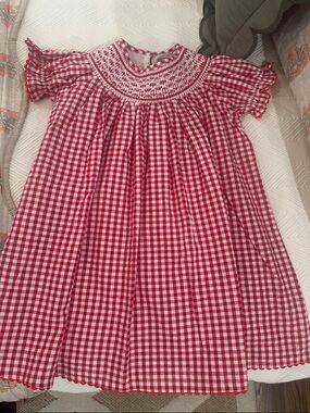 Red & White Gingham Smocked Toddler Dress-NWT!